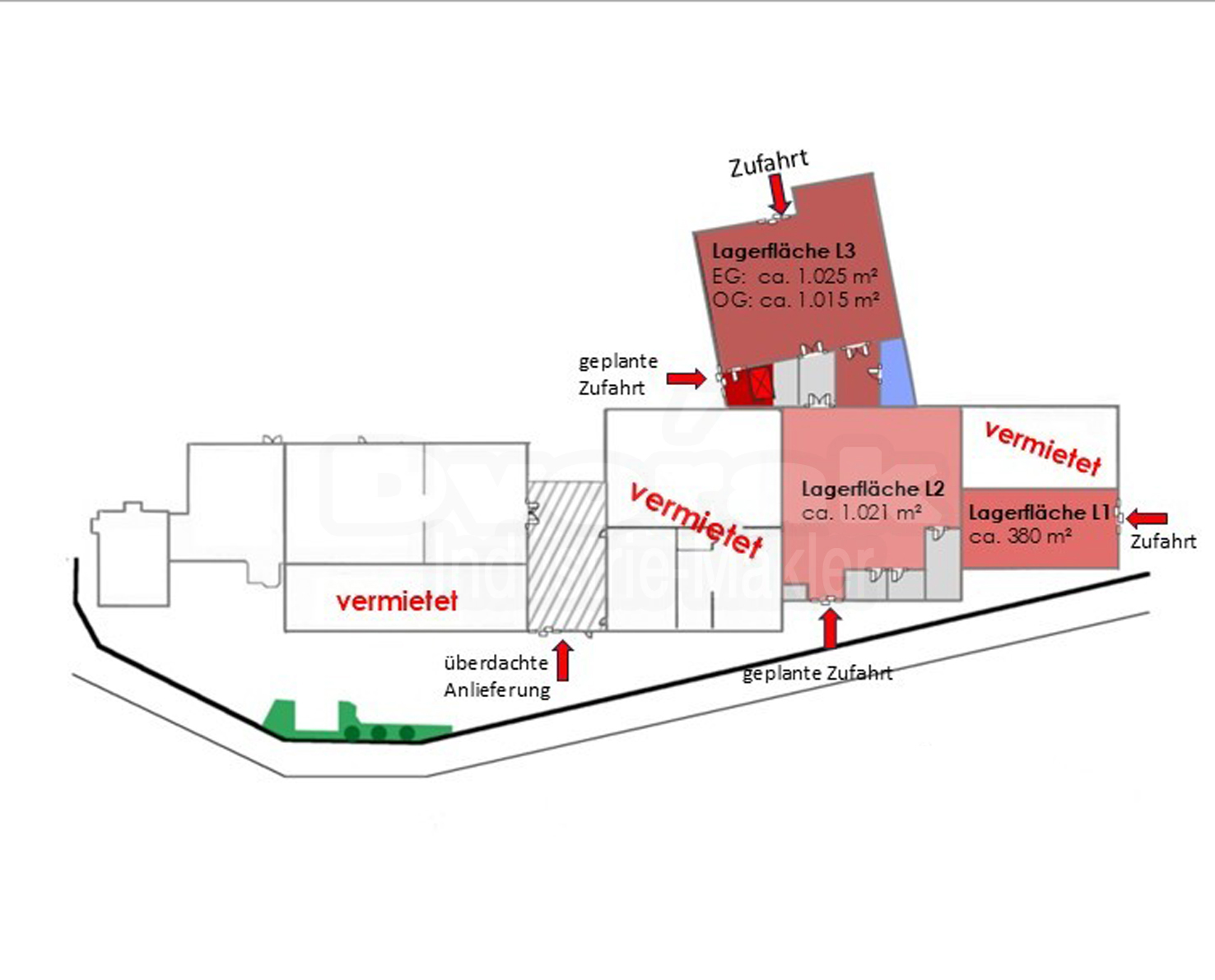 Bild 1 Grundriss L1, L2, L3 Lagerflächen